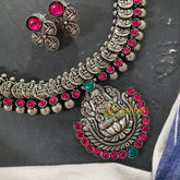 Red Green Stone Coin Kolhapuri Lakshmi Neckpiece -S558